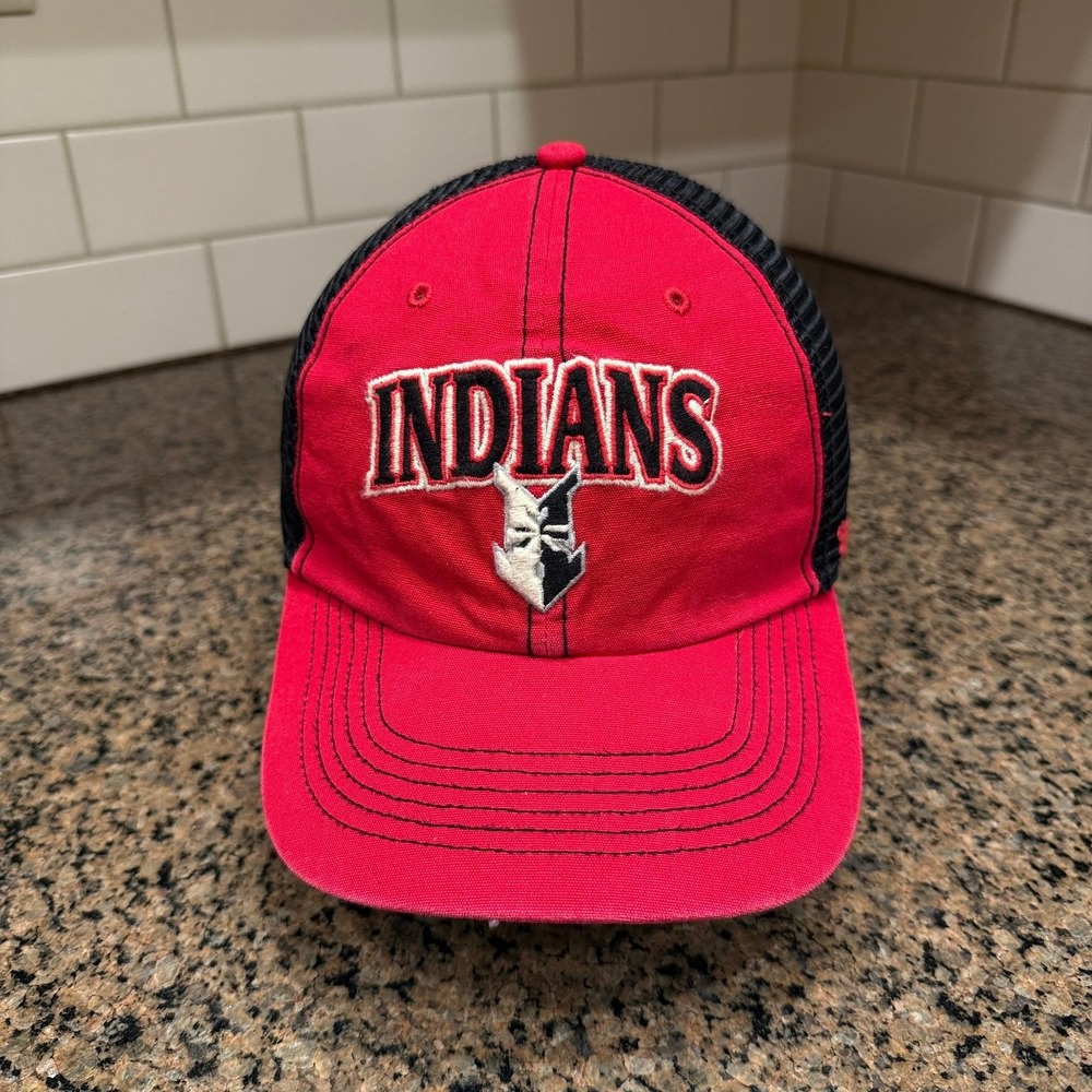 Indians Hat '47 Brand Trucker Snapback OSFA Red Black MiLB Baseball